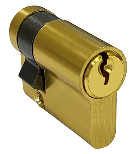 FontBrico A-1875010 Bombín para cerradura de puertas | Cilindro de seguridad | Bombillo de cerradura cilíndrico | 30x10mm | Incluye 3 llaves de serreta | Acabado latonado