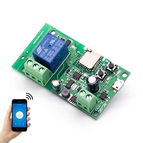 EACHEN WiFi Inlay inalámbrico Relé Momentáneo/Autoblocante Interruptor Inteligente DIY Hogar inteligente Gadget DC 5-32V Entrada Aplicación Ewelink Compatible con Alexa Google Nest IFTTT (ST-DC1)