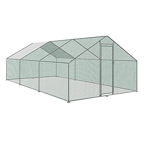 AufuN Gallinero con cerradura, marco de acero galvanizado, cubierta de PVC, para jaulas de pollo, gallinero, jaula para pájaros, animales pequeños, 3 x 6 x 2 m