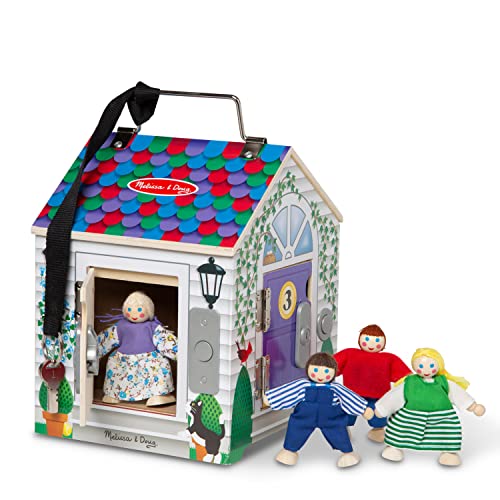 Melissa & Doug Casa De Madera Con Campanillas De Puerta, Juguetes De Imitación, Muñecas Para Niños, 3+, Regalo Para Niño O Niña