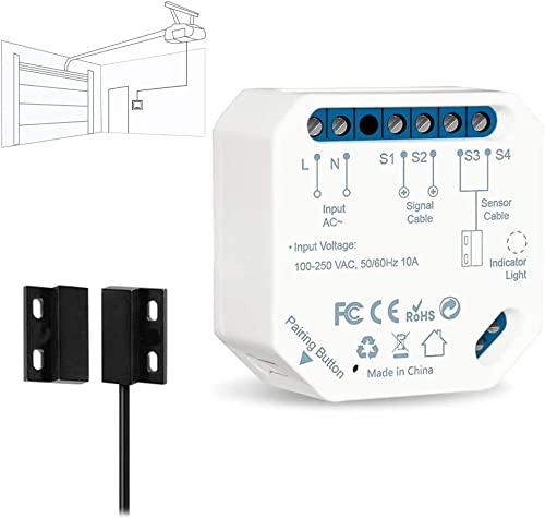 LoraTap WiFi Abridor de Puerta de Garaje Inteligente, Funciona con el Botón de Pared Original, Control de la Aplicación Smart Life, Control por Voz, Compatible con Alexa y Google Home, No Requiere Hub